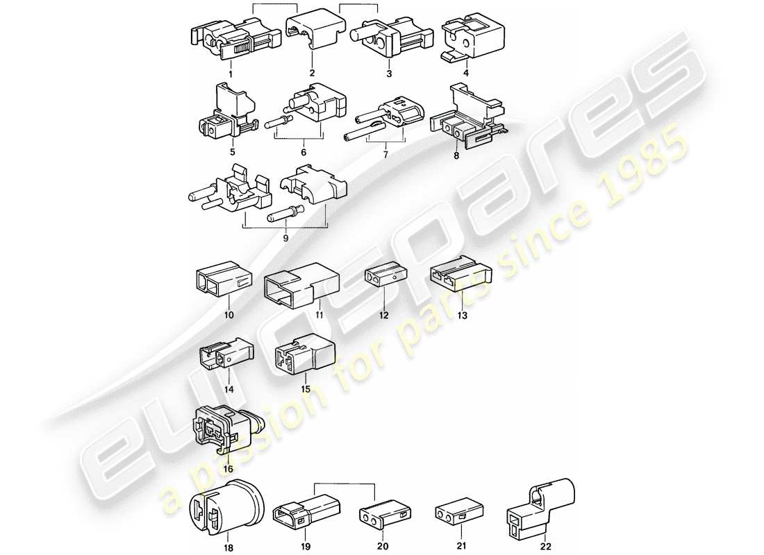 porsche 1987 (924s) steckverbindergehäuse ersatzteildiagramm