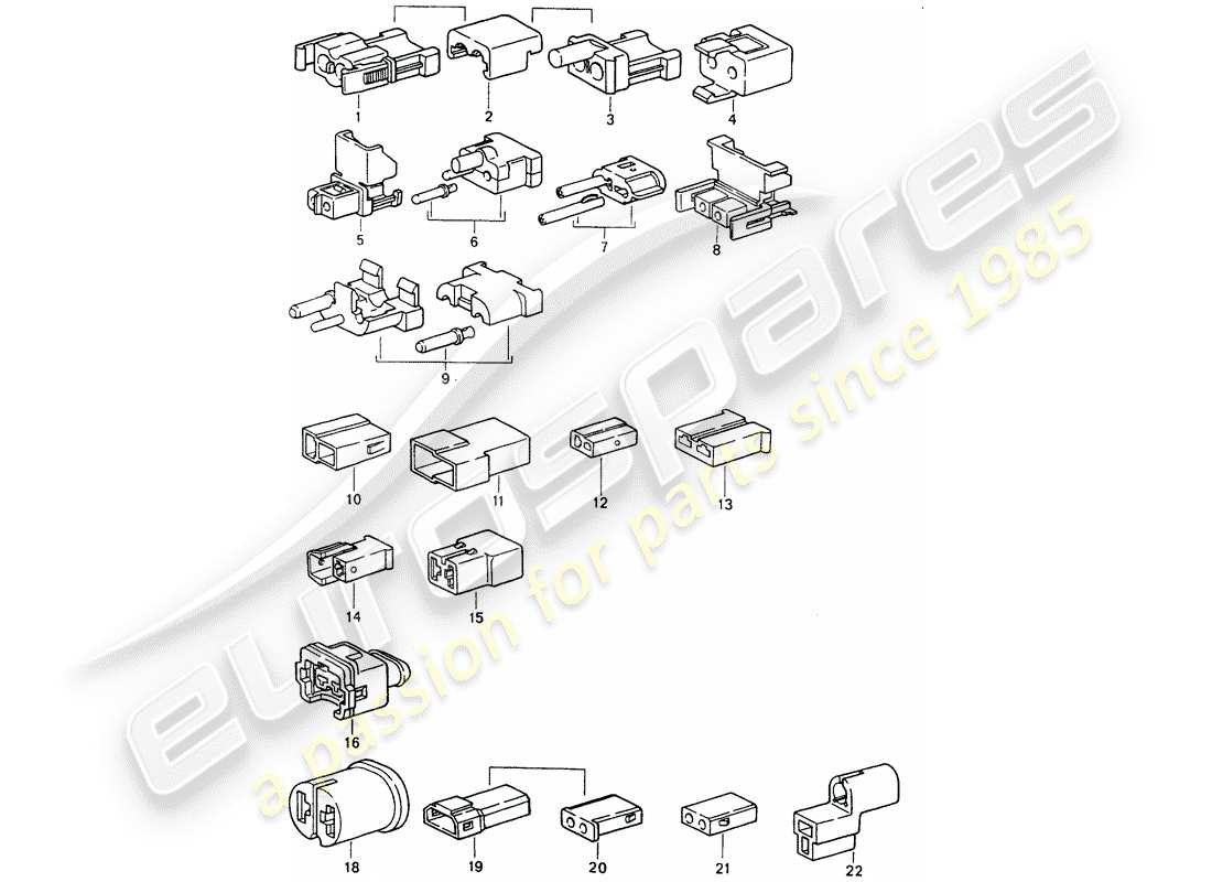 porsche 1992 (964) steckverbindergehäuse ersatzteildiagramm