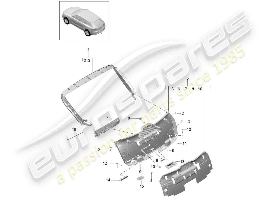 porsche 2014 (macan) zierleisten teilediagramm