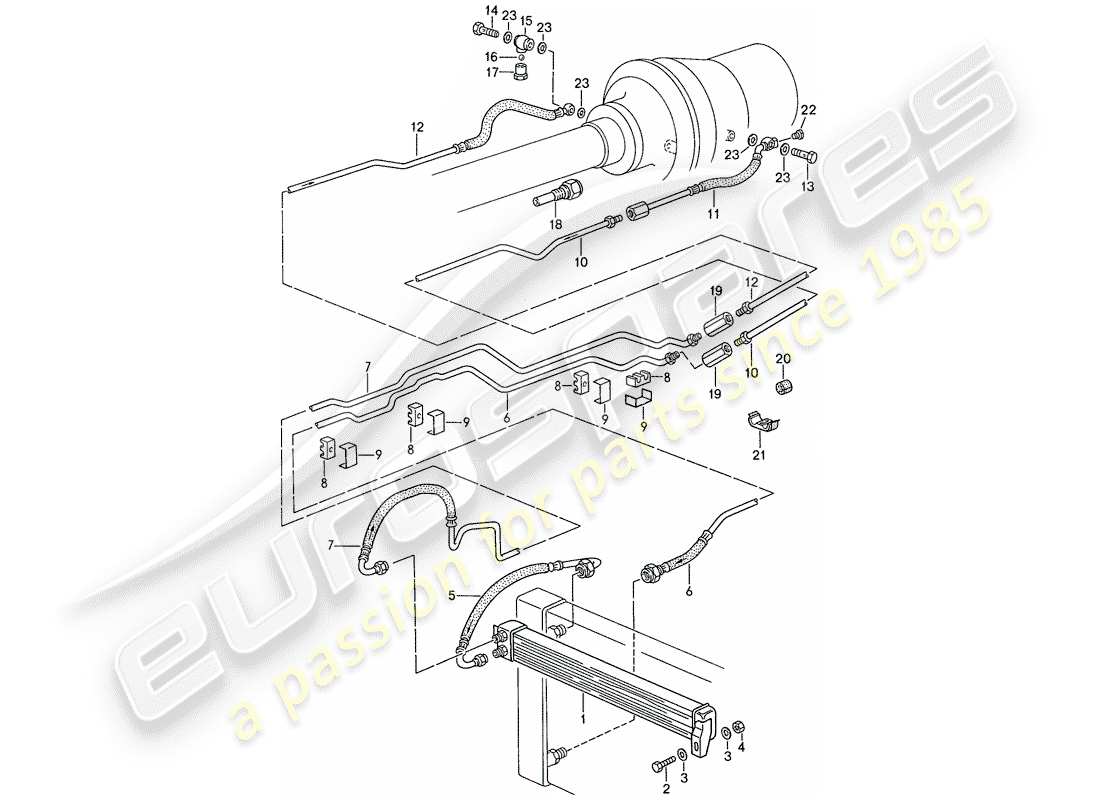 porsche 928 (1990) automatikgetriebe – atf-kühler – atf-leitungen – für fahrzeuge mit – katalysator – mod.88-11/88 (mod.89) teilediagramm