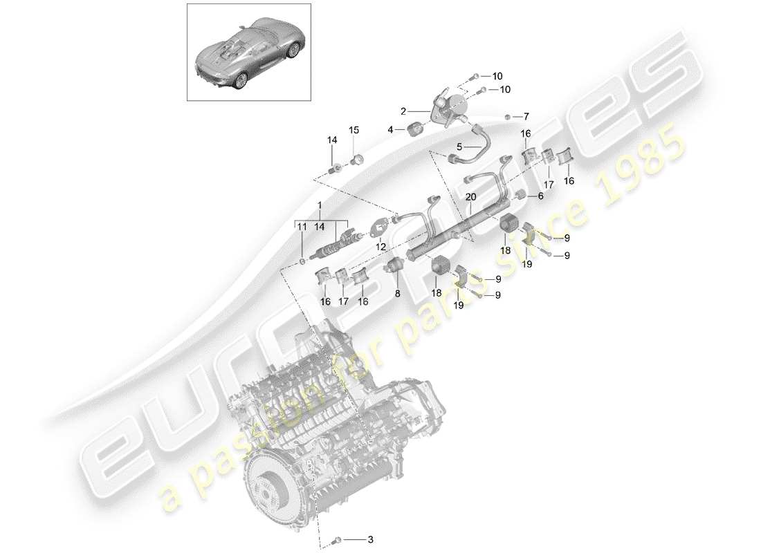 porsche 2015 (918 spyder) kraftstoffsammelrohr ersatzteildiagramm