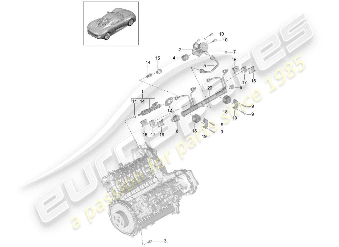 porsche 918 spyder (2015) kraftstoffsammelrohr ersatzteildiagramm