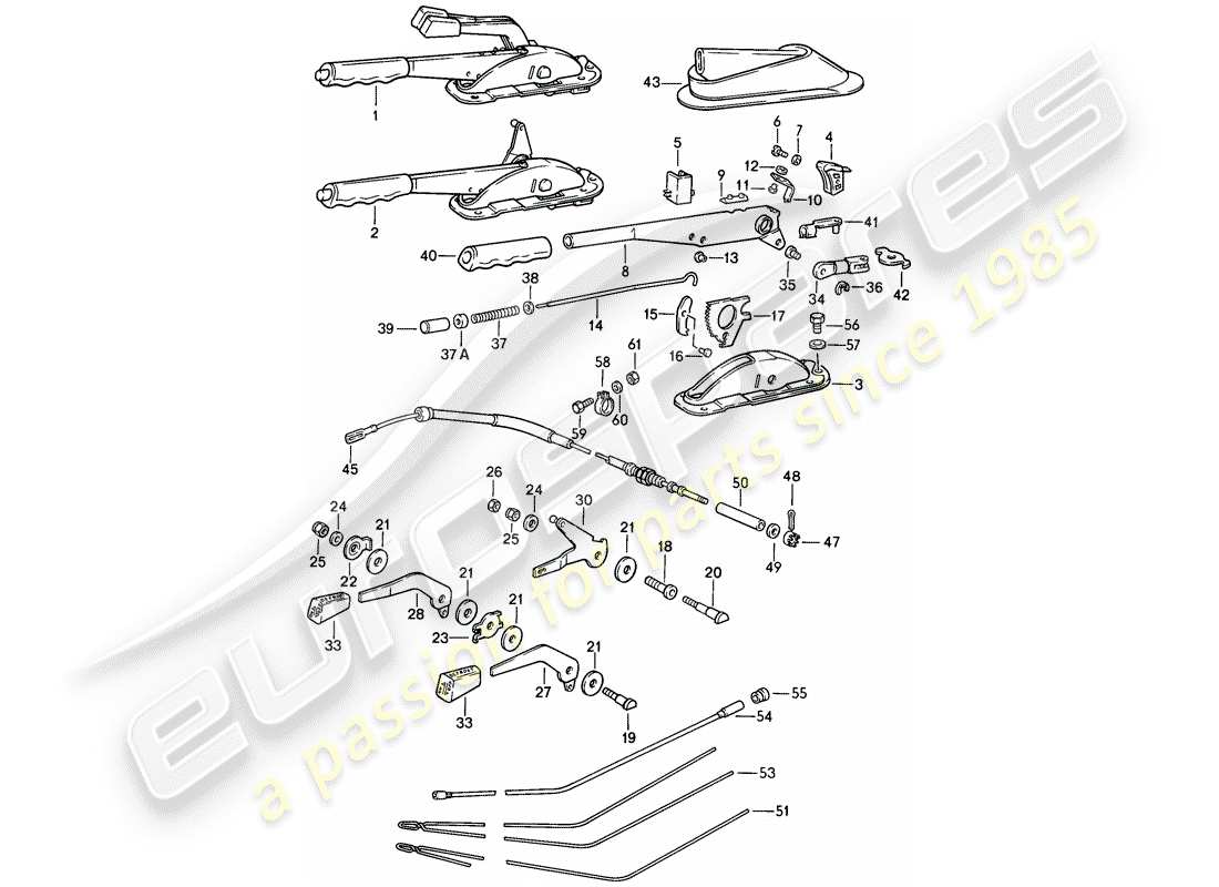 porsche 1984 (911) handbremshebel - bedienhebel - für - heizung ersatzteildiagramm
