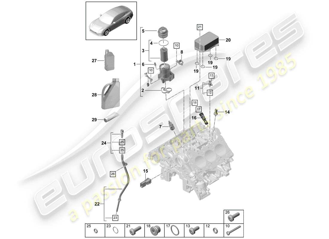 porsche 2017 (panamera 971-1) ölfilter ersatzteildiagramm