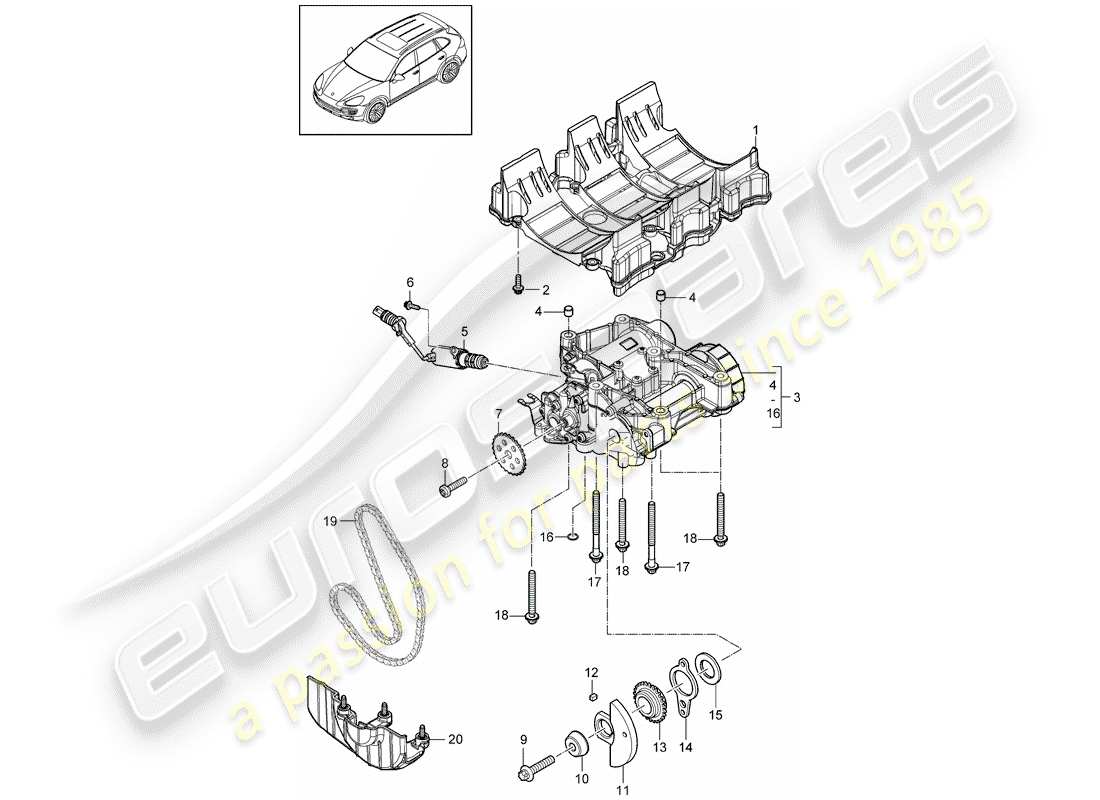porsche 2011 (cayenne e2 92a) ölleitblech teilediagramm