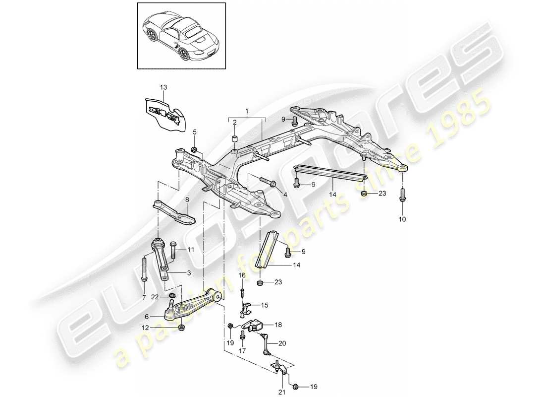 porsche 2011 (987 boxster) quertraeger ersatzteildiagramm