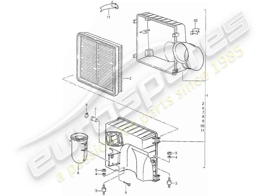 porsche 1994 (964) luftfilter - teilediagramm