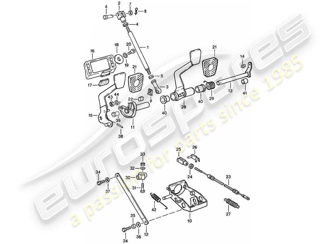 porsche 1984 (911) pedale teilediagramm