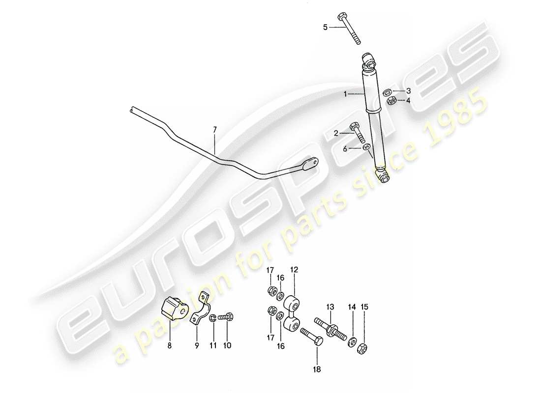 porsche 1991 (944) vibrationsdämpfer - stabilisator ersatzteildiagramm