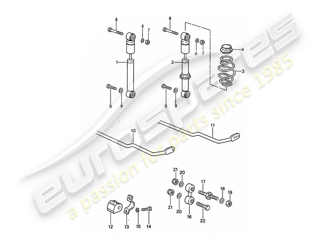 porsche 1992 (968) vibrationsdämpfer - stabilisator ersatzteildiagramm