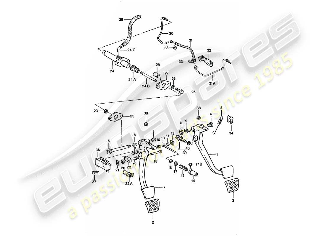 porsche 1994 (928) pedale teilediagramm