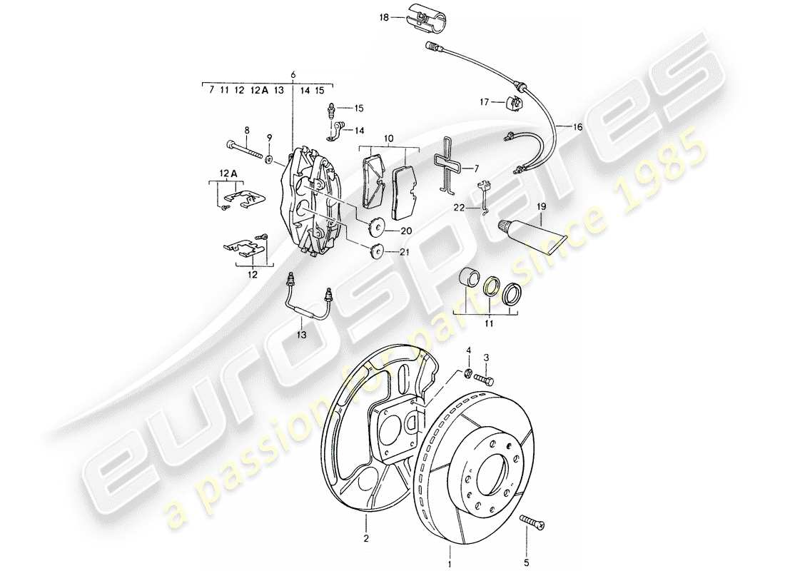 porsche 1995 (928) scheibenbremsen - siehe technische informationen - gr.4 nr. 1/89 teilediagramm