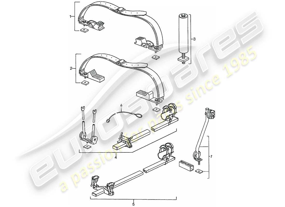 porsche 1989 (944) dachtransportsystem teilediagramm
