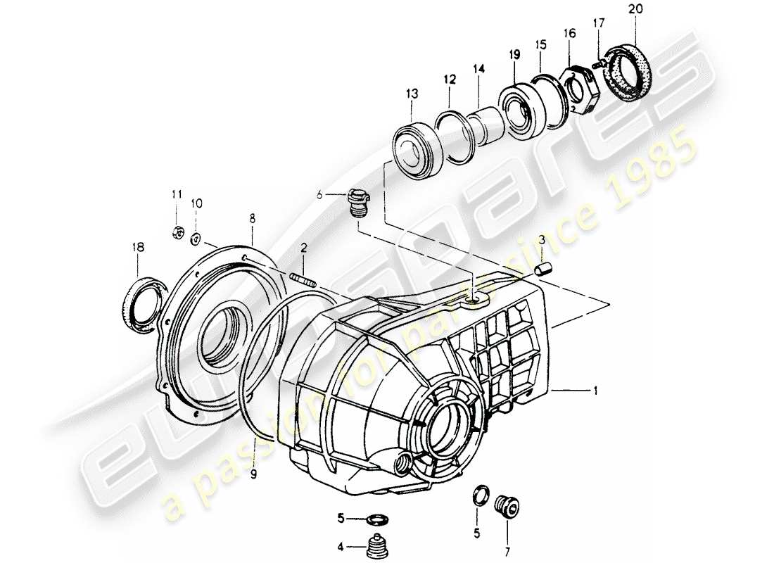 porsche 1989 (964) vorderachsdifferential ersatzteildiagramm