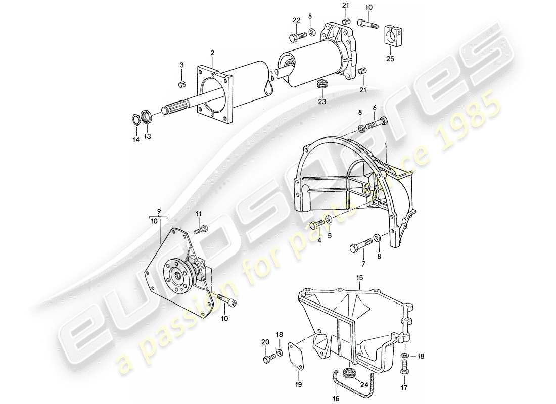 porsche 1990 (928) automatikgetriebe - zentralrohr ersatzteildiagramm