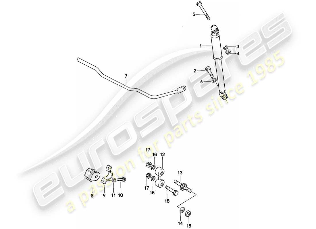 porsche 1986 (924s) vibrationsdämpfer - stabilisator ersatzteildiagramm