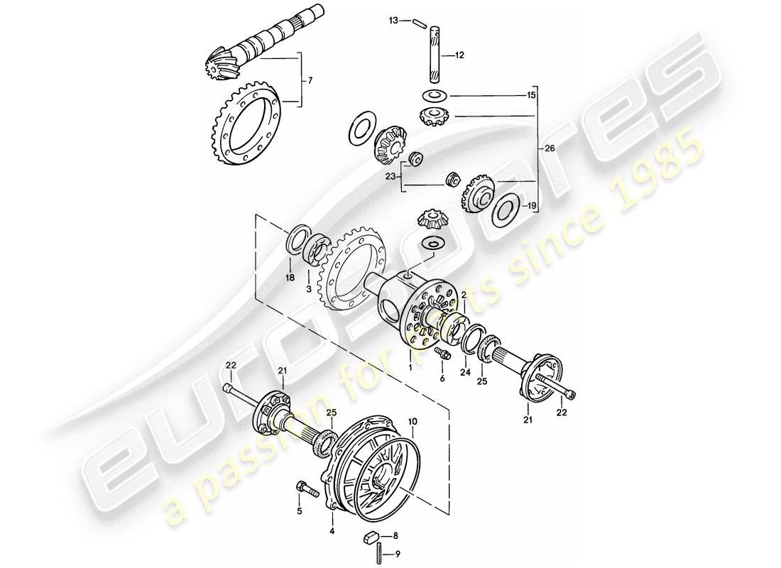 porsche 1976 (924) differential - 4-speed ersatzteildiagramm