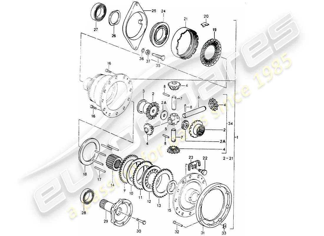 porsche 1991 (964) differential teilediagramm