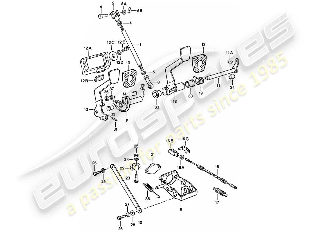 porsche 1981 (911) pedale teilediagramm