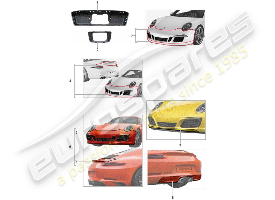 porsche 2012 (tequipment 98x/99x) sport design package ersatzteildiagramm