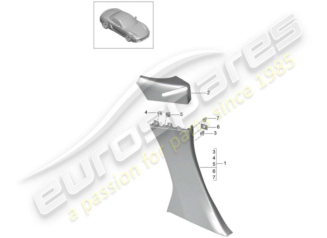porsche 2016 (981 boxster) seitenverkleidung - ersatzteildiagramm