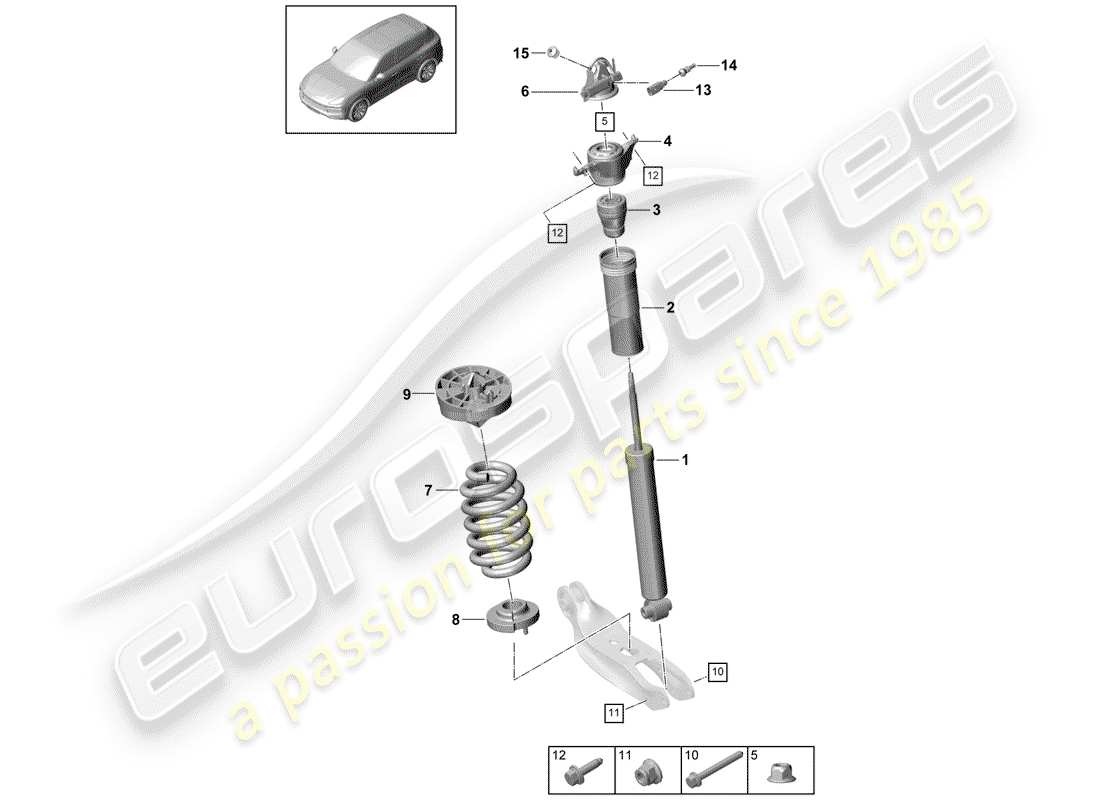 porsche 2018 (cayenne e3 9ya/9yb) stoßdämpfer-ersatzteildiagramm