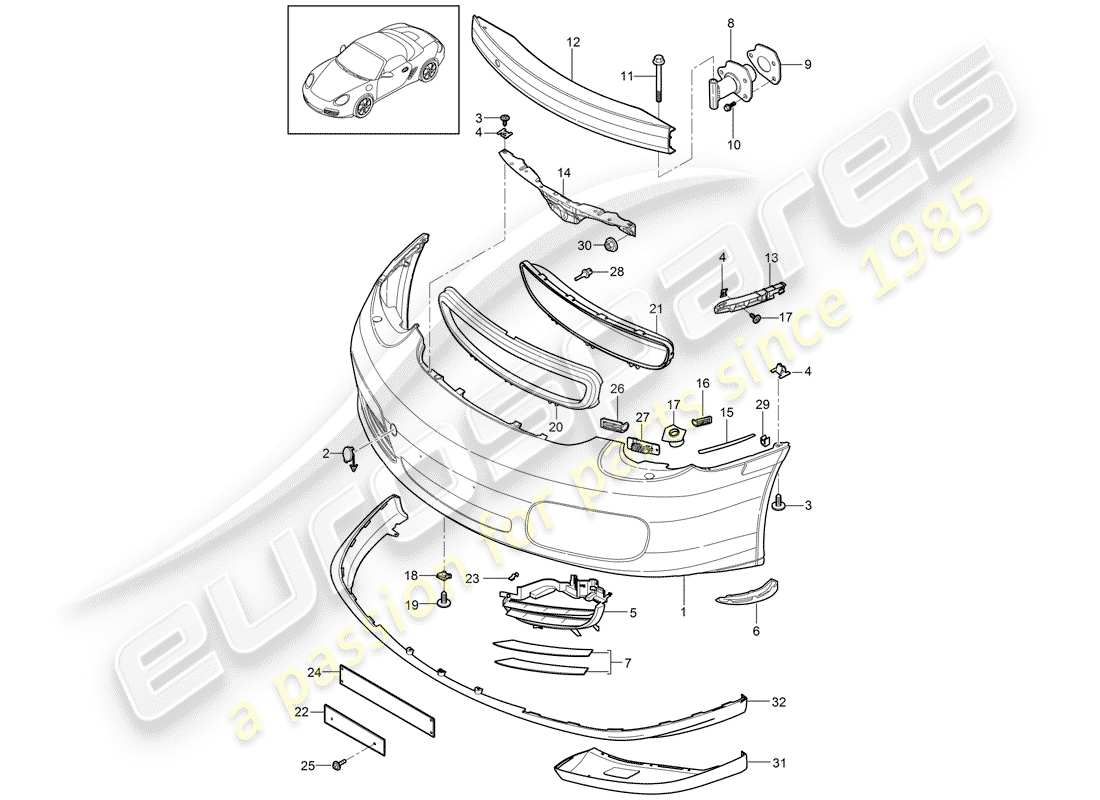 porsche 2011 (987 boxster) stoßstange ersatzteildiagramm