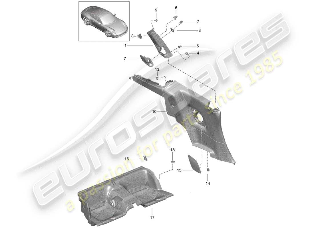 porsche 2012 (991-1) seitenverkleidung - ersatzteildiagramm