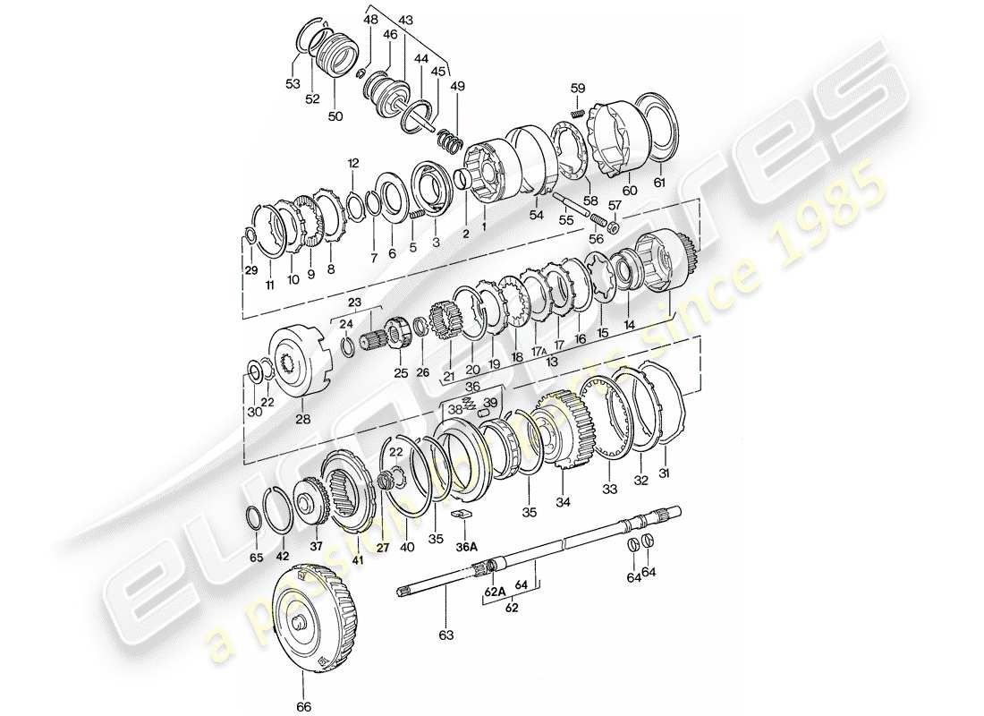 porsche 1977 (924) schaltmechanismus - automatikgetriebe ersatzteildiagramm