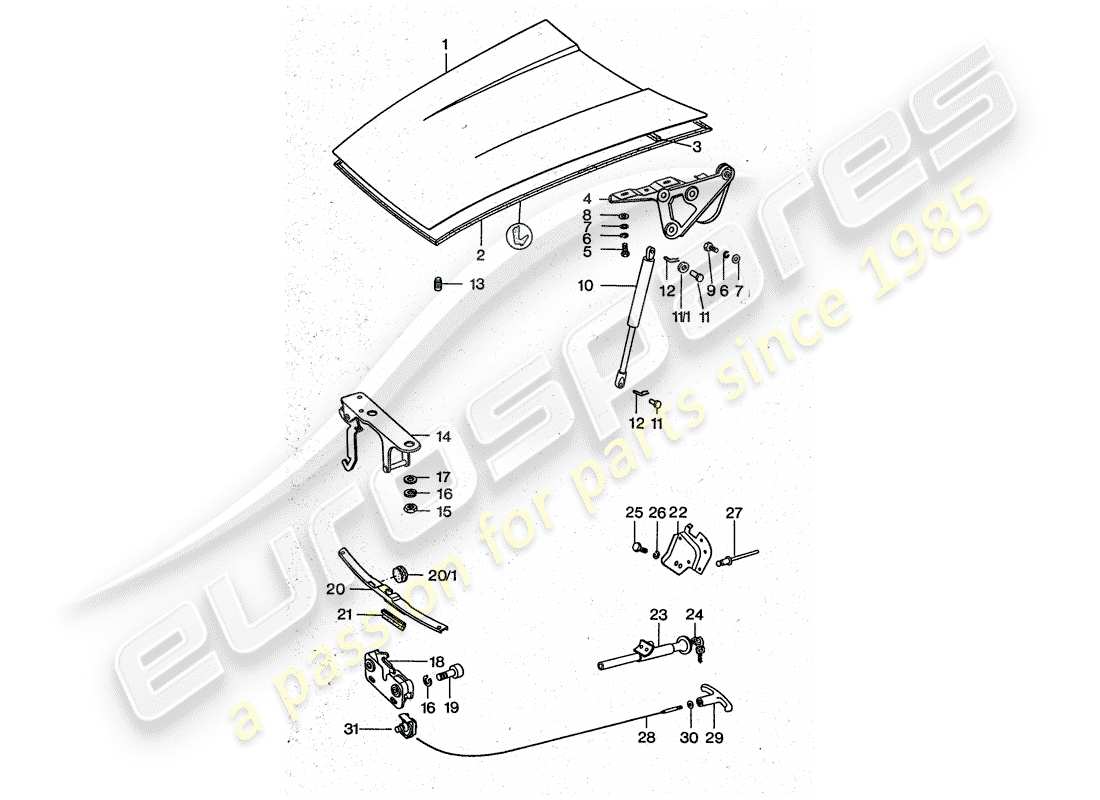porsche 1975 (911 turbo) cover-ersatzteildiagramm