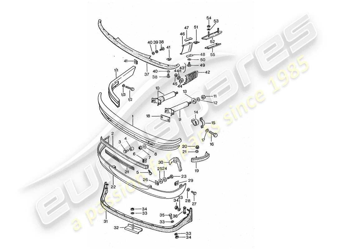 porsche 1976 (911 turbo) stoßstange ersatzteildiagramm