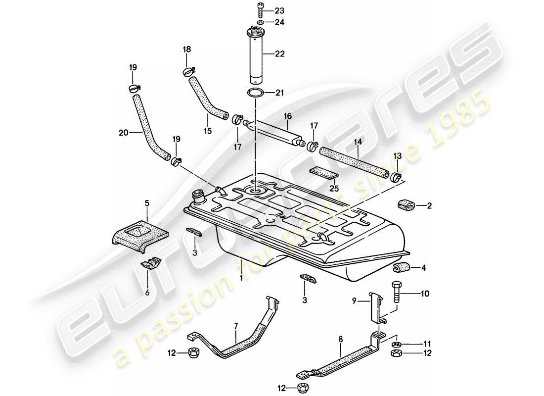 porsche 1987 (924s) kraftstofftank - 1 ersatzteildiagramm