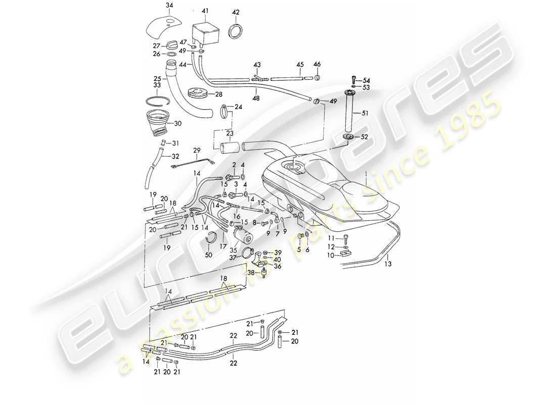 porsche 1972 (911) kraftstoffsystem - leitungen - mit: - kraftstoffpumpe - d >> - mj 1971 ersatzteildiagramm