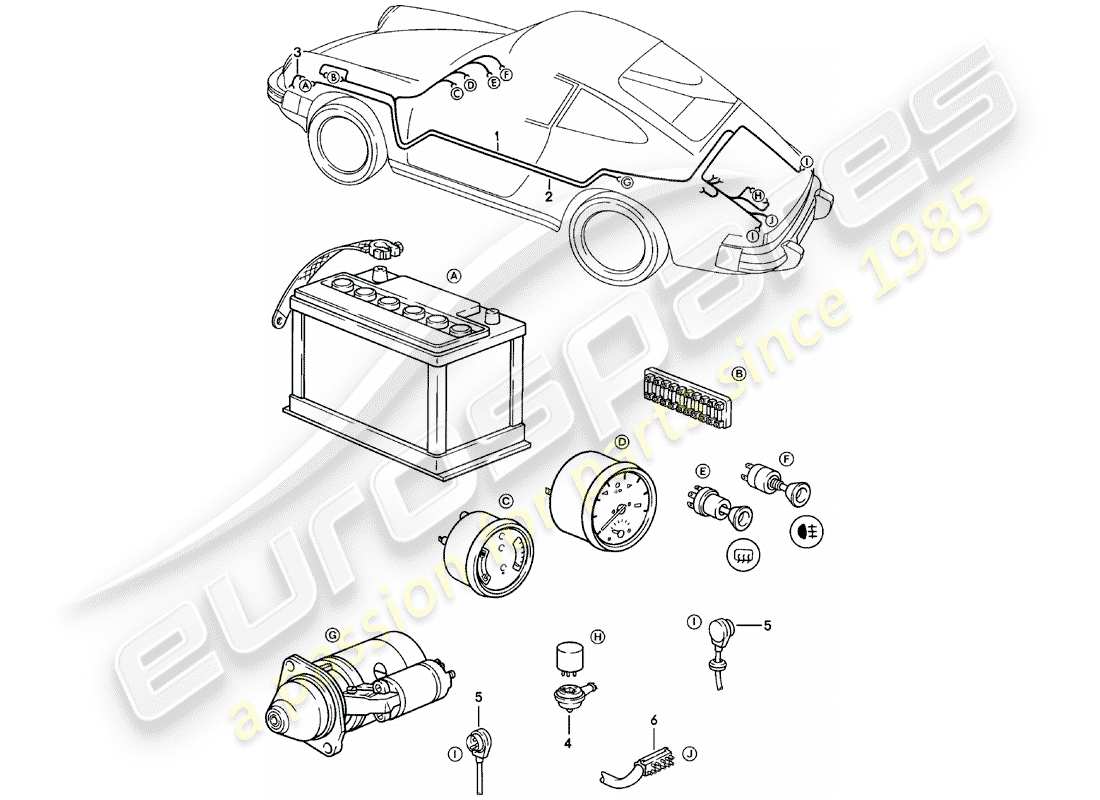 porsche 1981 (911) kabelbäume ersatzteildiagramm
