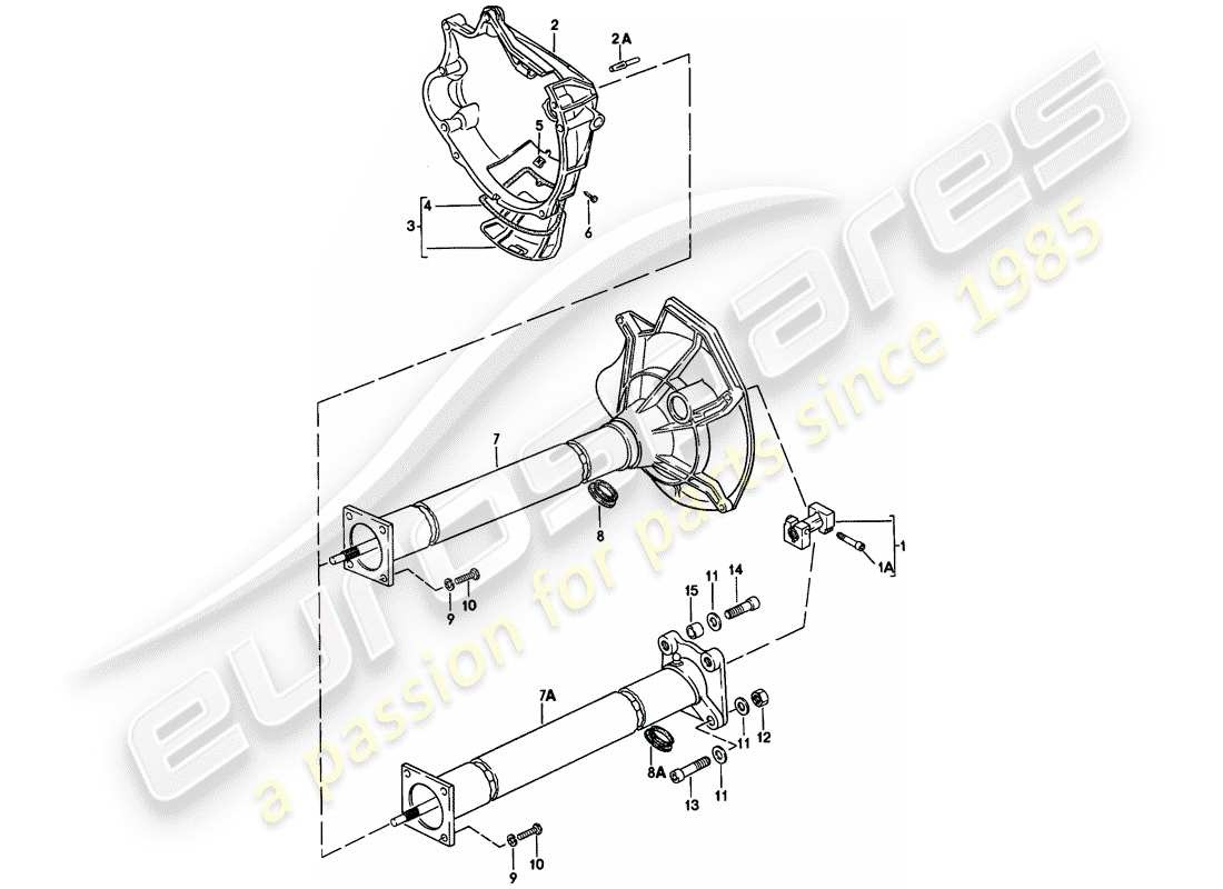 porsche 1978 (924) zentralrohr ersatzteildiagramm