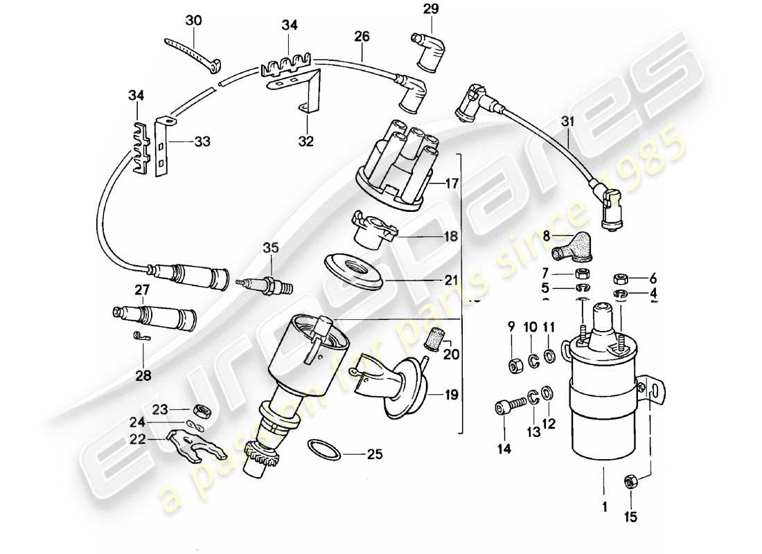 porsche 1981 (924) motorelektrik 1 ersatzteildiagramm