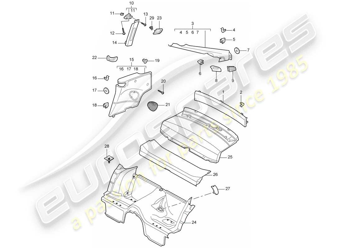 porsche 2005 (997-1) trims-teilediagramm