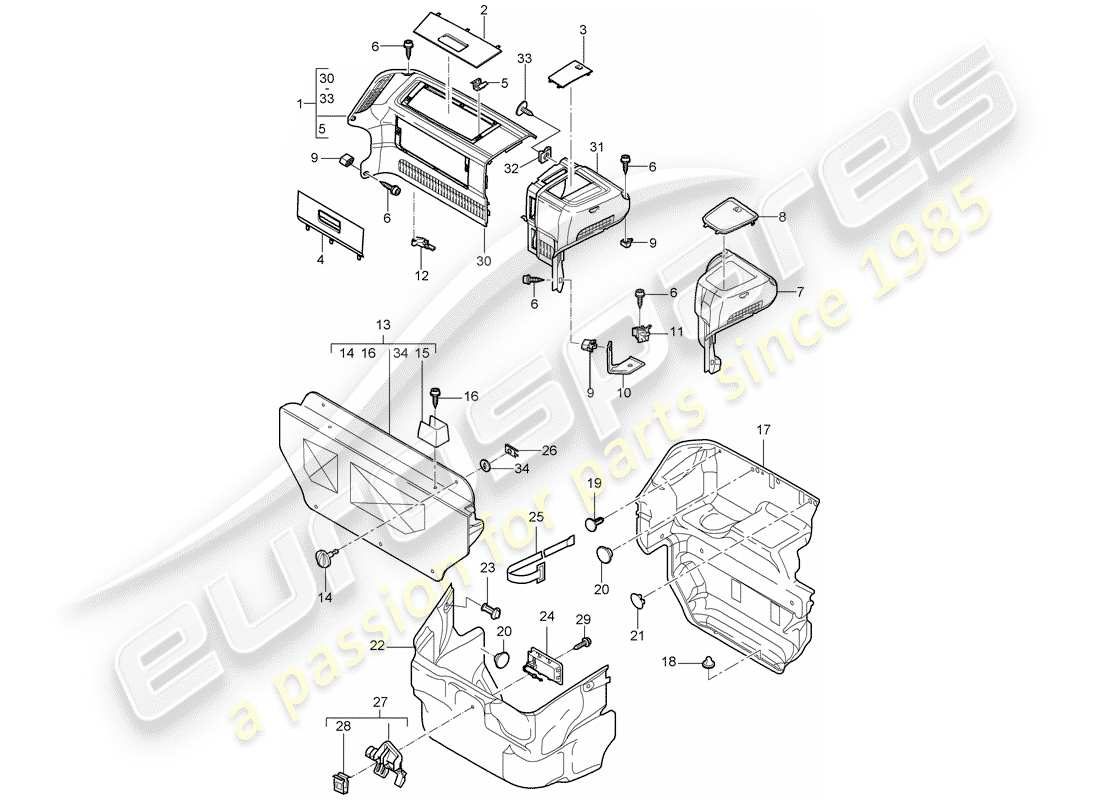 porsche 2007 (987 boxster) gepäckraum ersatzteildiagramm