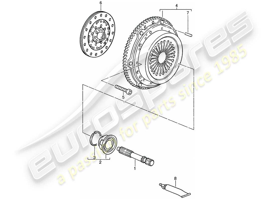 porsche 1990 (928) schaltgetriebe - kupplung ersatzteildiagramm