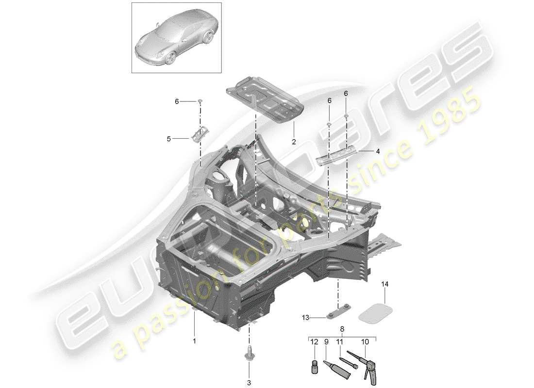 porsche 2014 (991-1) front end teilediagramm