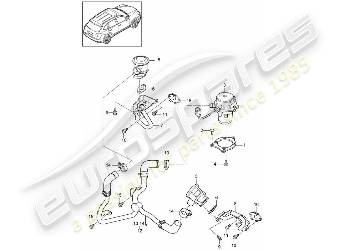 porsche 2011 (cayenne e2 92a) sekundärluftpumpe teilediagramm