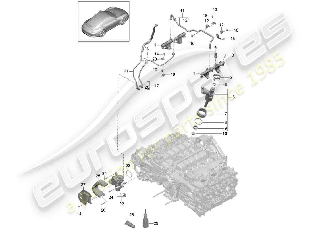 porsche 2015 (991-1) kraftstoffsammelrohr ersatzteildiagramm