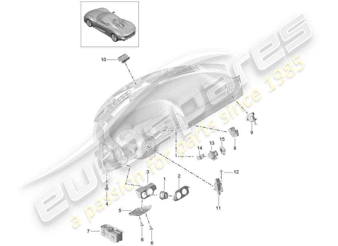 porsche 918 spyder (2015) switch-ersatzteildiagramm