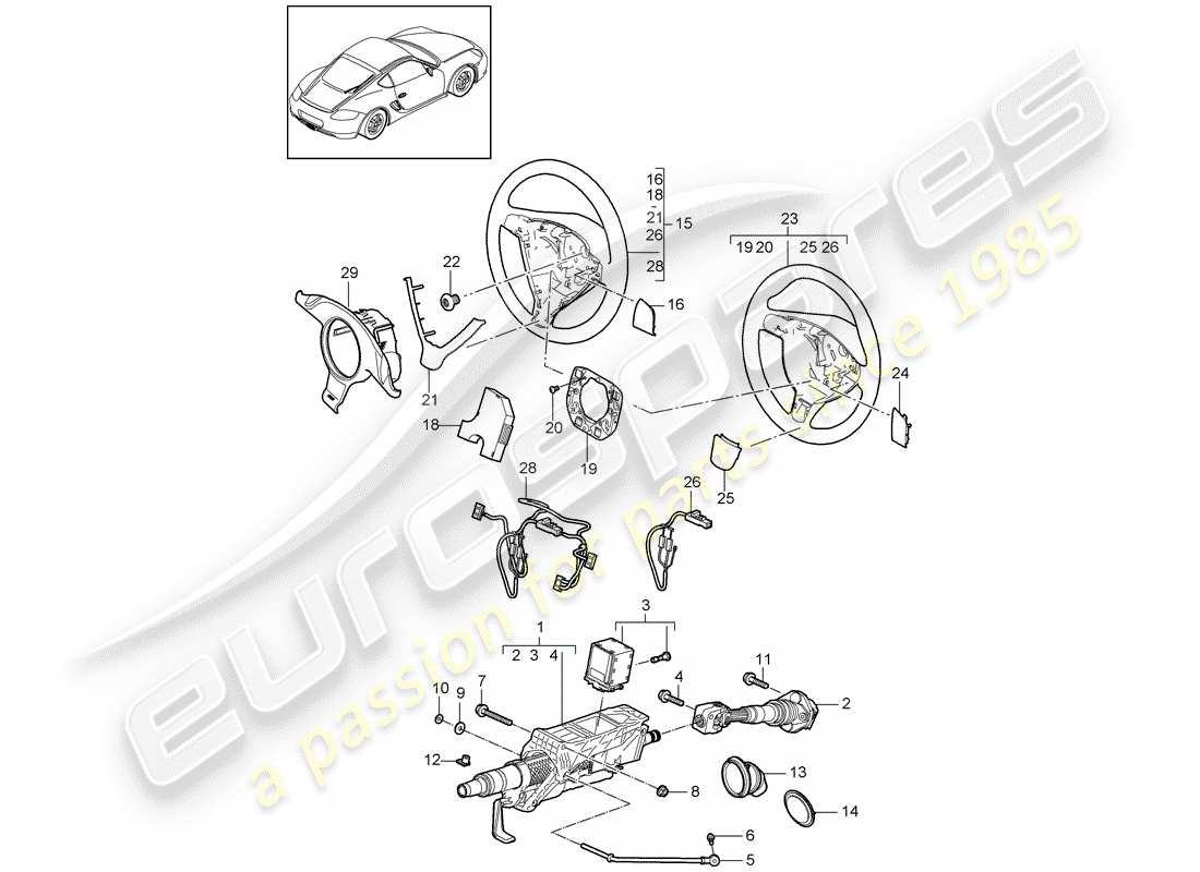 porsche 2012 (987 cayman) lenkschutzrohr ersatzteildiagramm