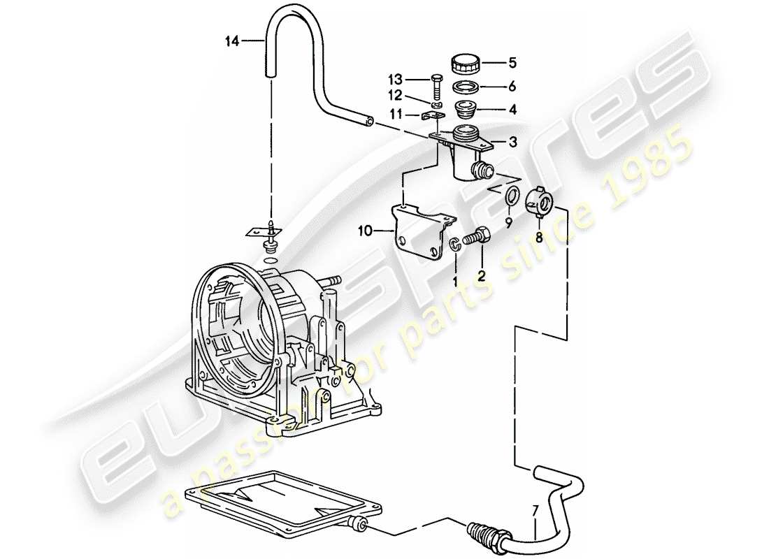 porsche 1984 (944) öleingang - automatikgetriebe ersatzteildiagramm
