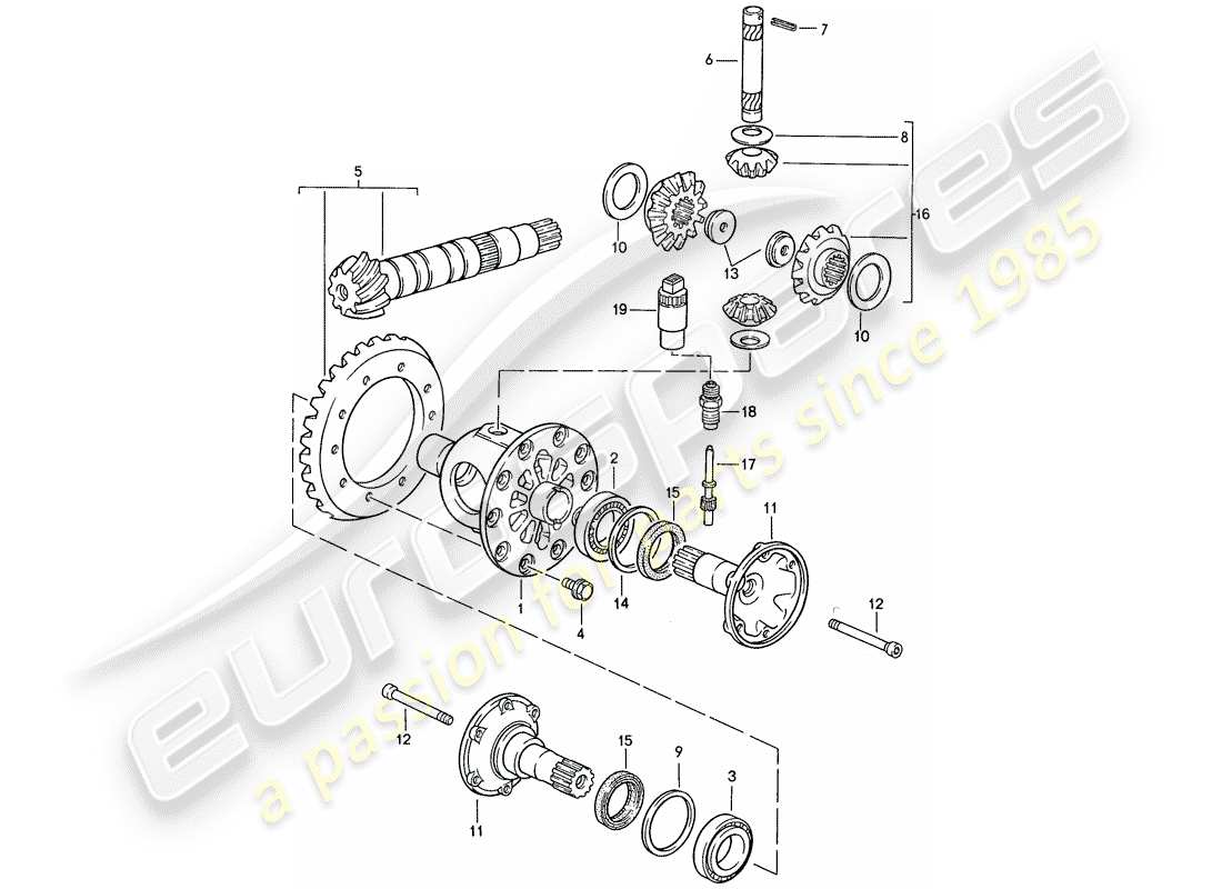 porsche 1991 (944) differential - für - schaltgetriebe ersatzteildiagramm