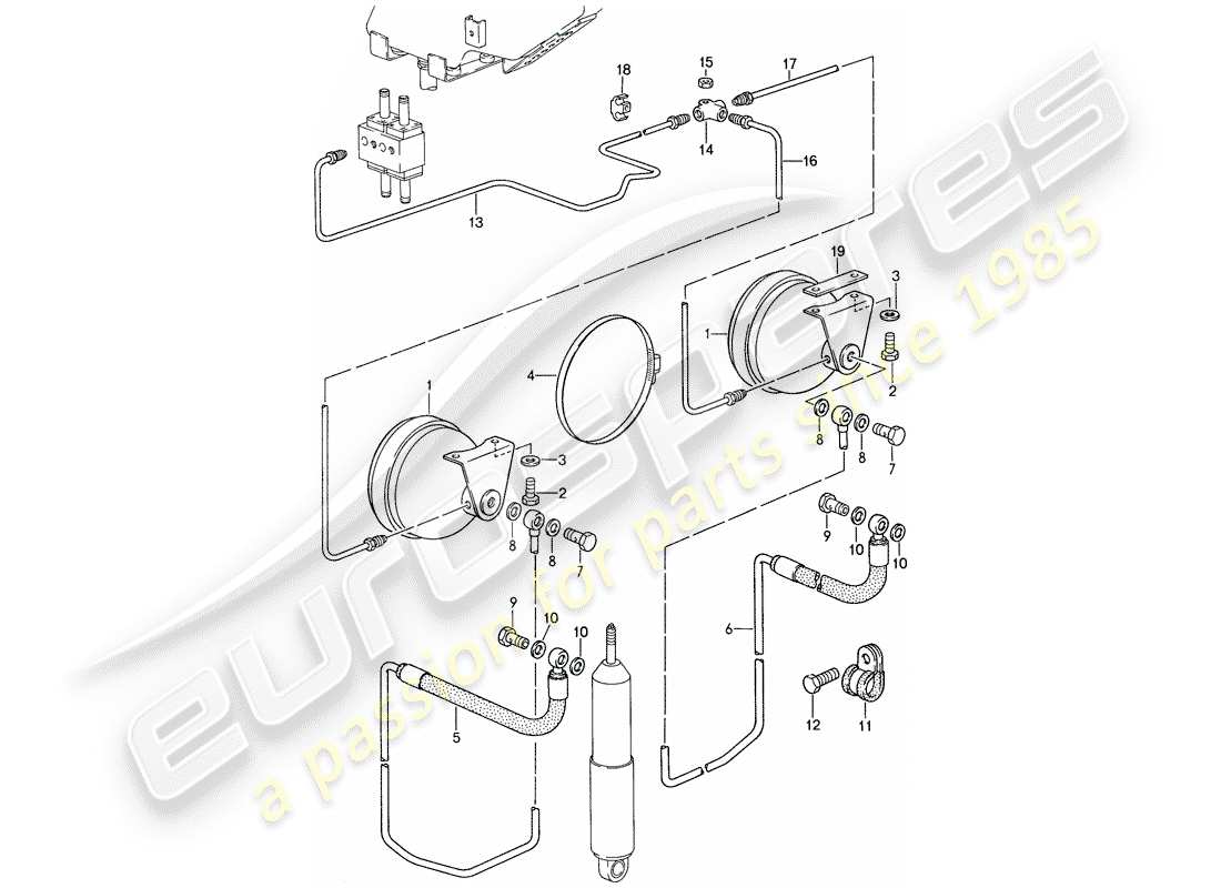 porsche 1987 (959) selbstnivellierendes system - linien ersatzteildiagramm