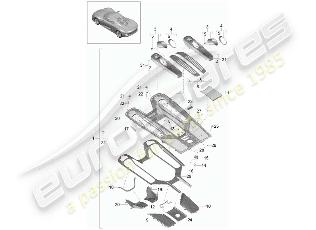 porsche 2015 (918 spyder) cover-ersatzteildiagramm