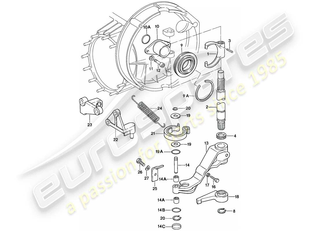 porsche 1984 (911) kupplungsausrückung ersatzteildiagramm