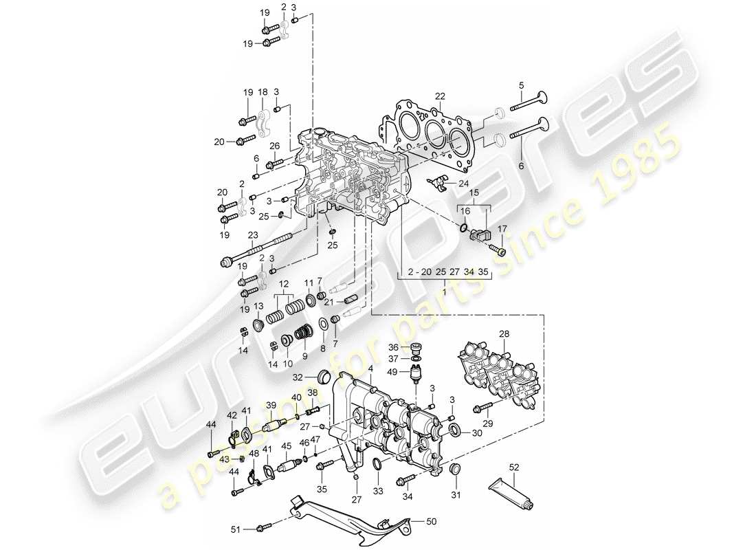 porsche 2008 (987 boxster) zylinderkopf teilediagramm